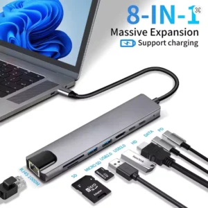 Multipuerto 8 En 1 Para Macbook Gris