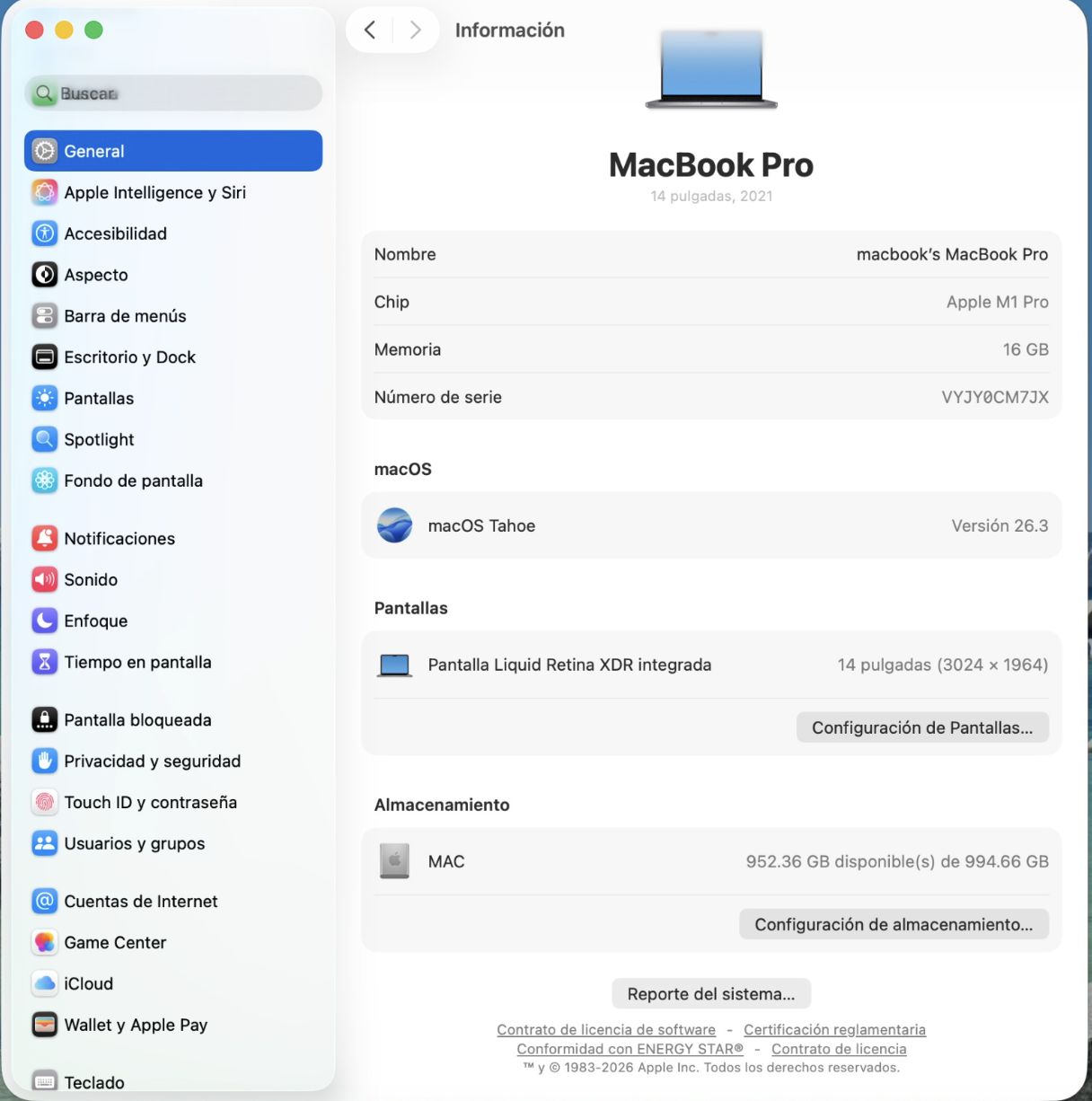 Apple Macbook Pro CHIP M1 PRO Ram 16GB SSD 1TB 14-INCH 2021 - Imagen 7