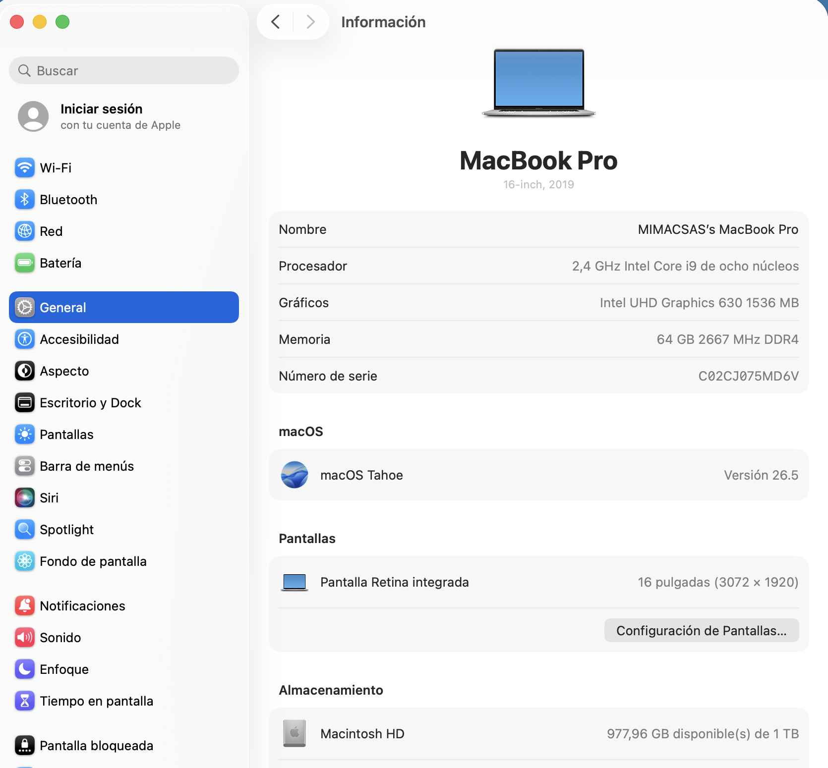 Potencia! Macbook Pro 2019 i9 Ram 64GB SSD 1TB 16-INCH Tarjeta Gráfica 8GB - Imagen 2