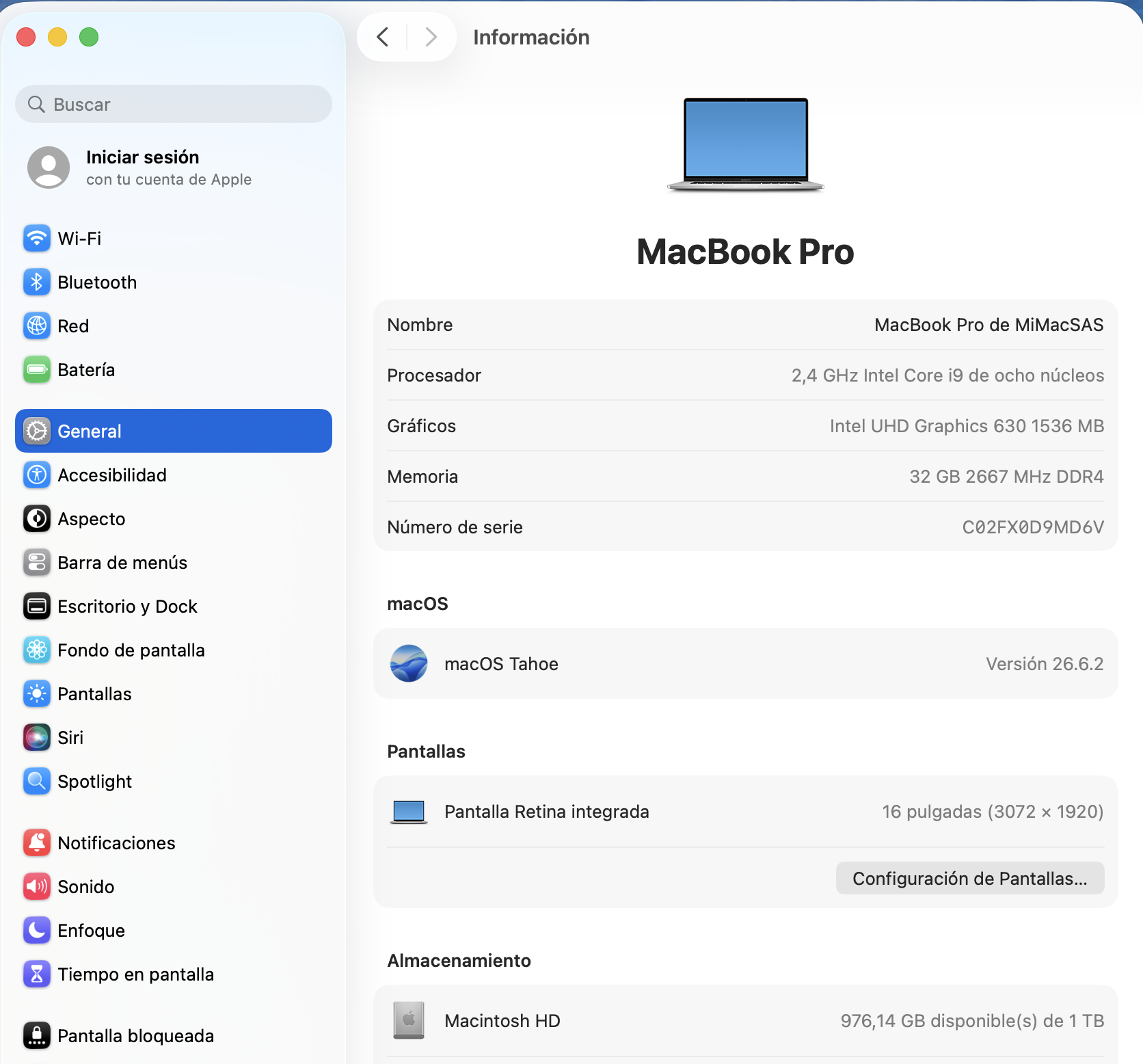 Potente MacBook Pro Ram 32GB SSD 1TB Video *8GB* 16-INCH 2019 - Imagen 8