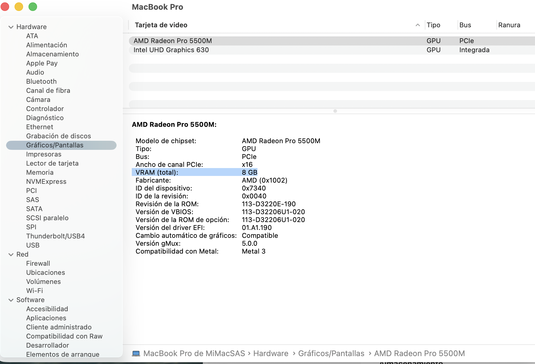Potente MacBook Pro Ram 32GB SSD 1TB Video *8GB* 16-INCH 2019 - Imagen 10